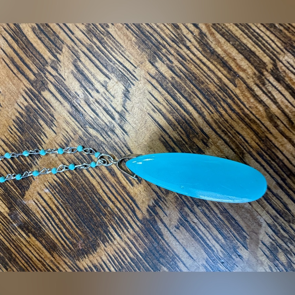 Turquoise Teardrop Pendant Necklace - Picture 2 of 2